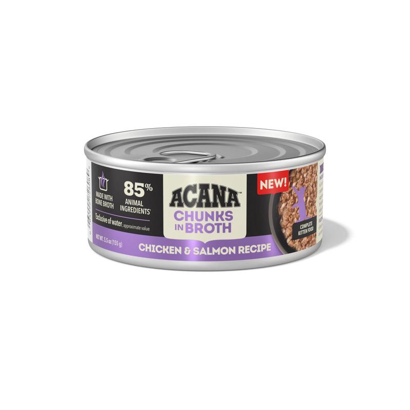 Acana Chunks in Broth Canned Kitten Food Chicken & Salmon 12ea/5.5 oz