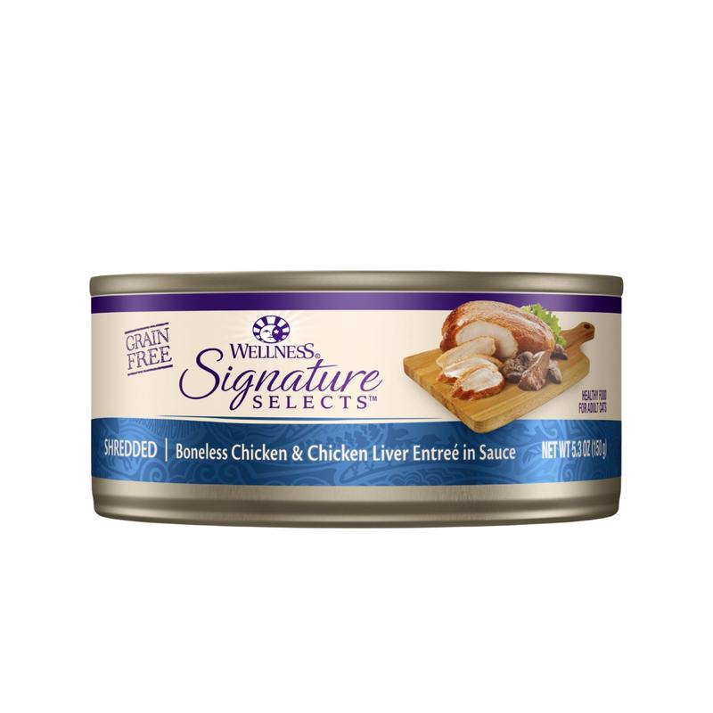 Wellness CORE Signature Selects Grain-Free Shredded Boneless Chicken & Chicken Liver Entre Canned Cat Food