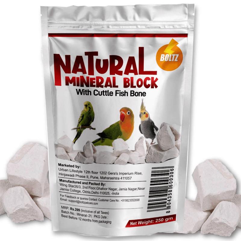 Boltz Natural Mineral Block With Cuttlefish Bone Chunks For Birds 250G