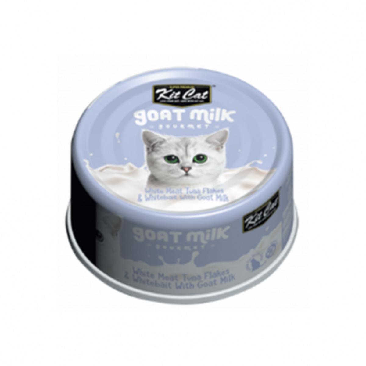 KIT CAT GOAT MILK GOURMET WHITE MEAT TUNA FLAKES & WHITEBAIT WITH GOAT MILK WET CAT FOOD 70GM