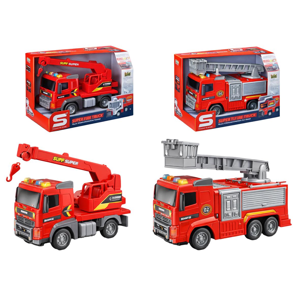Friction Fire Truck 18cm with Lights & Sounds  Assorted