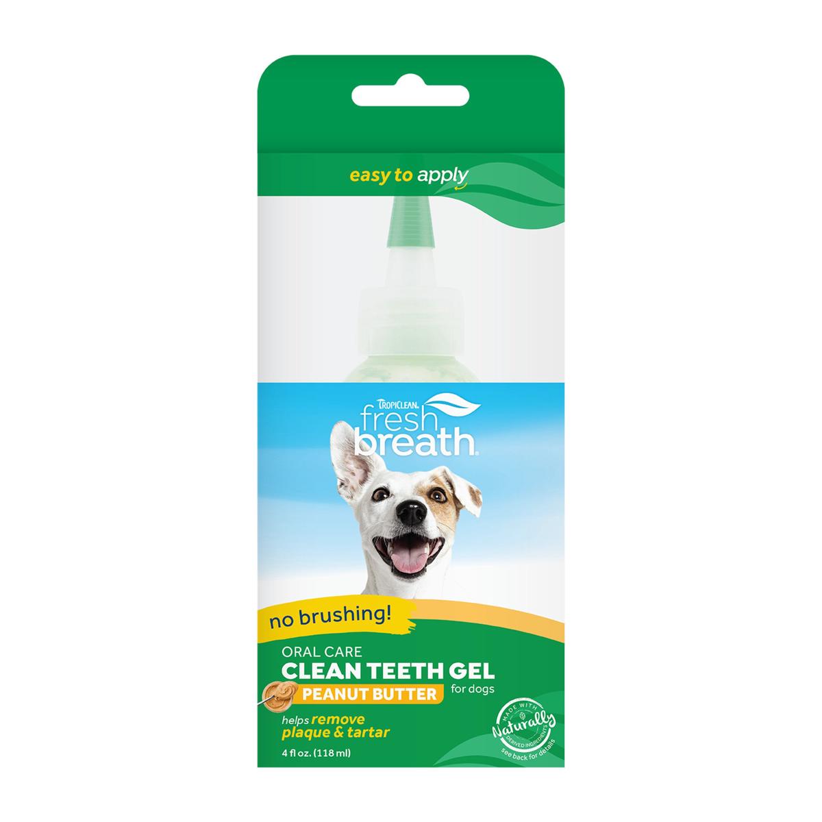 Tropiclean Fresh Breath No Brushing Clean Teeth Dental & Oral Care Gel for Dogs Peanut Butter 2oz