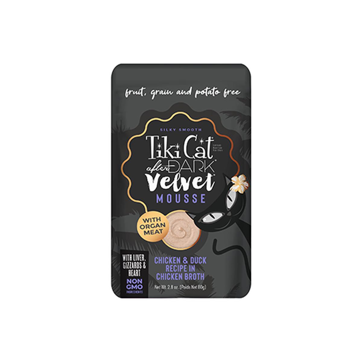 TIKI CAT AFTER DARK VELVET MOUSSE CHICKEN & DUCK RECIPE IN CHICKEN BROTH WET CAT FOOD 2.8OZ
