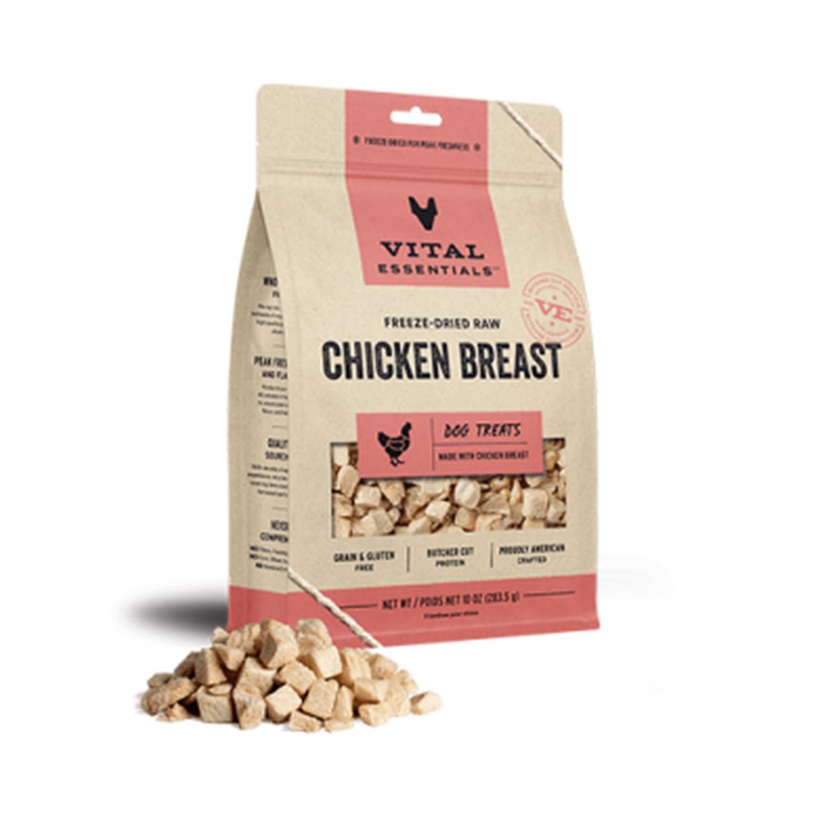 VITAL ESSENTIALS FREEZE-DRIED RAW CHICKEN BREAST DOG TREATS 10 OZ