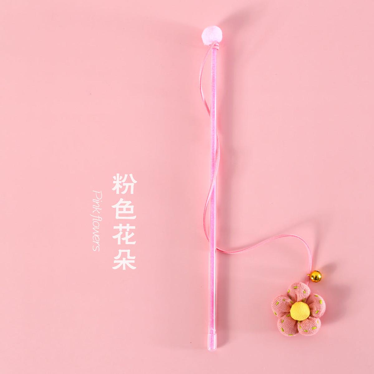 Cat Wand Toy Pink Flower