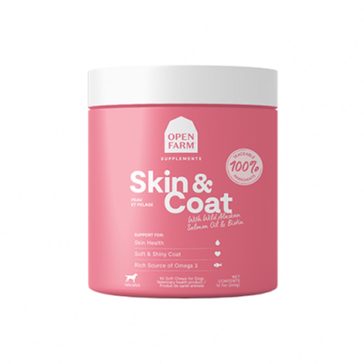 OPEN FARM SKIN & COAT CHEWS SUPPLEMENT FOR DOGS 90 CT