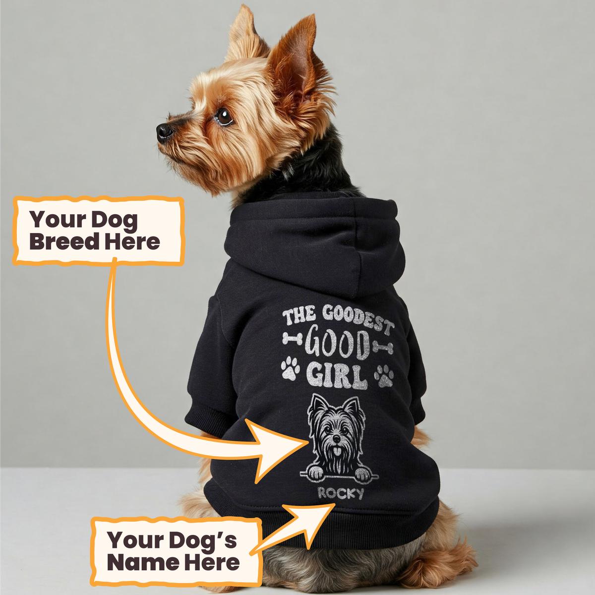 GOODEST BOY - personalized hoodie with your dogs name,breed and BOY or GIRL  dog hoodie  dog clothes
