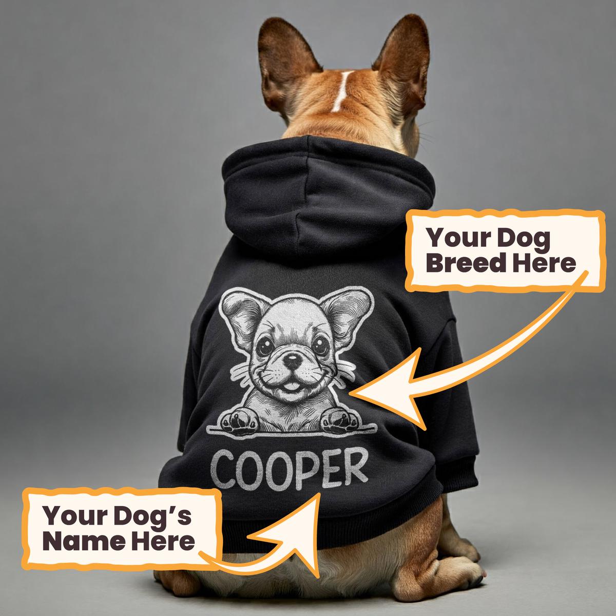 Black and white - personalized hoodie with your dog name and breed  dog hoodie  dog clothes