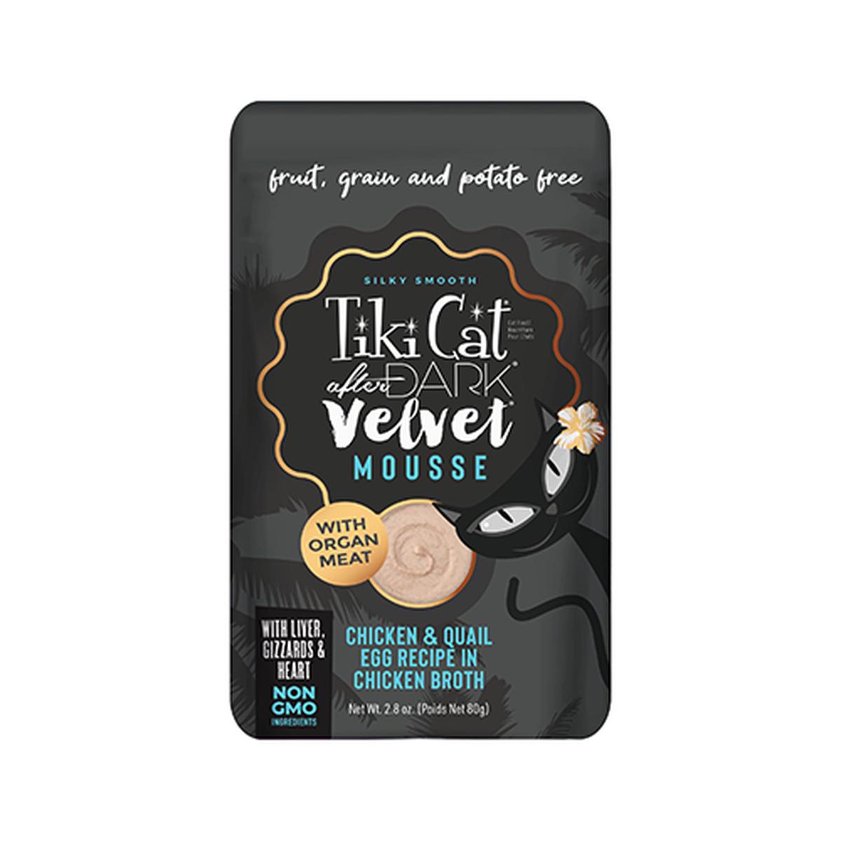 TIKI CAT AFTER DARK VELVET MOUSSE CHICKEN & QUAIL EGG RECIPE IN CHICKEN BROTH WET CAT FOOD 2.8OZ