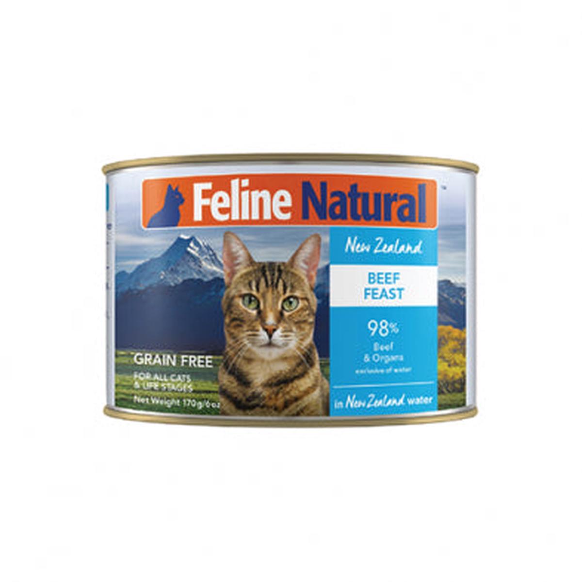 FELINE NATURAL NEW ZEALAND BEEF FEAST IN NEW ZEALAND WATER GRAIN FREE WET CAT FOOD 6 OZ