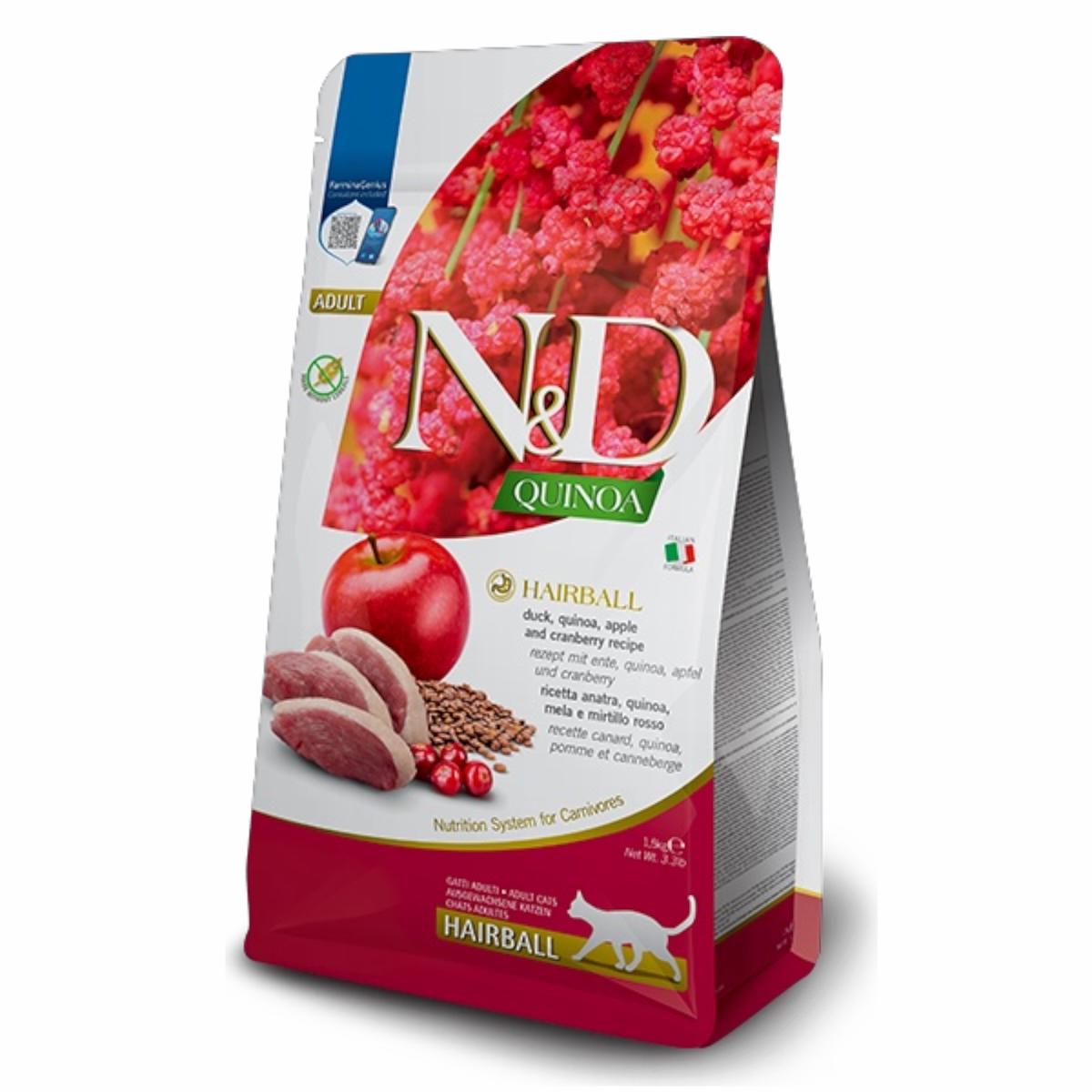 Farmina N&D Quinoa Hairball Control Duck Cat Food 1.5kg