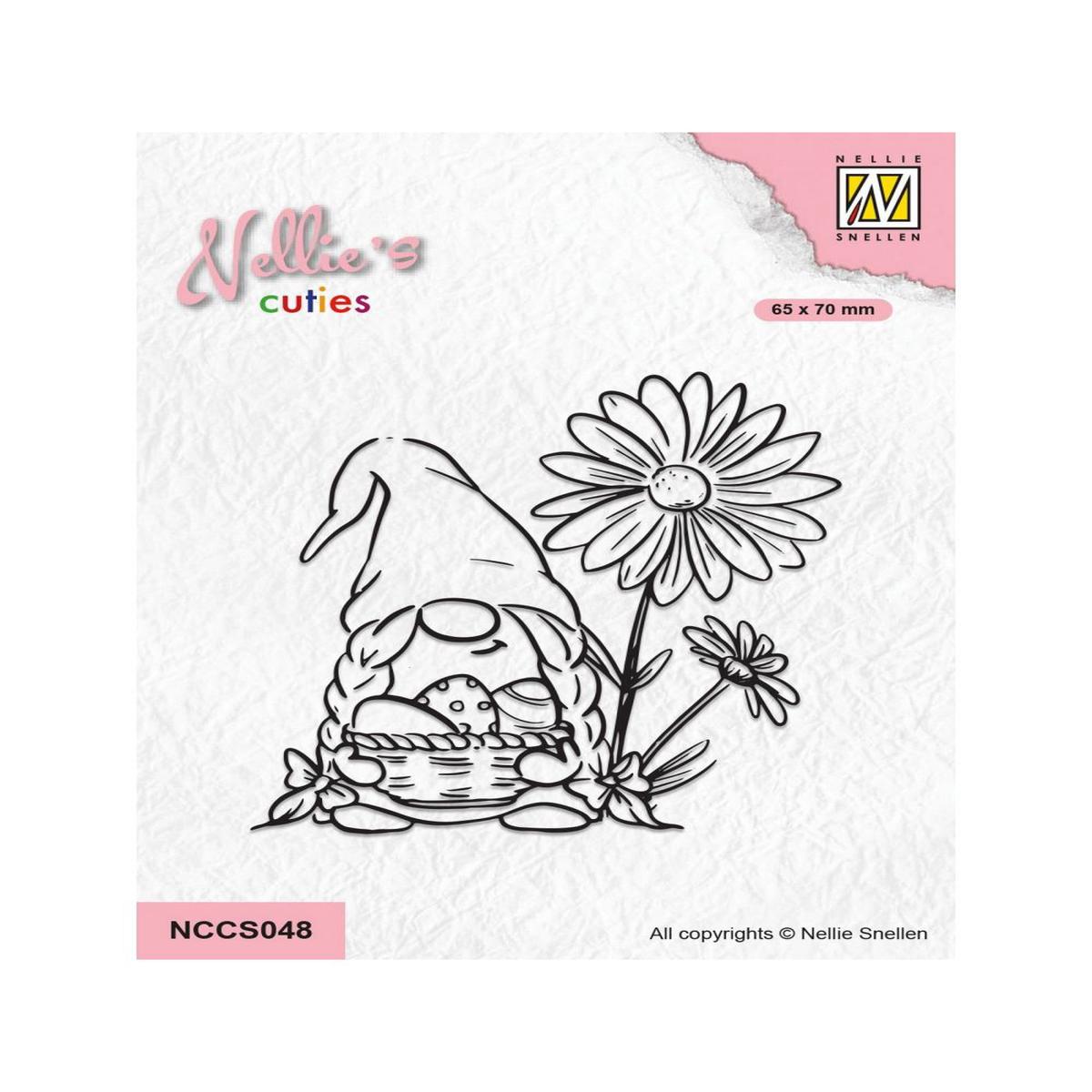 Nellie Snellen  Nellie's Cuties Clear Stamp Easter Gnome with Flowers