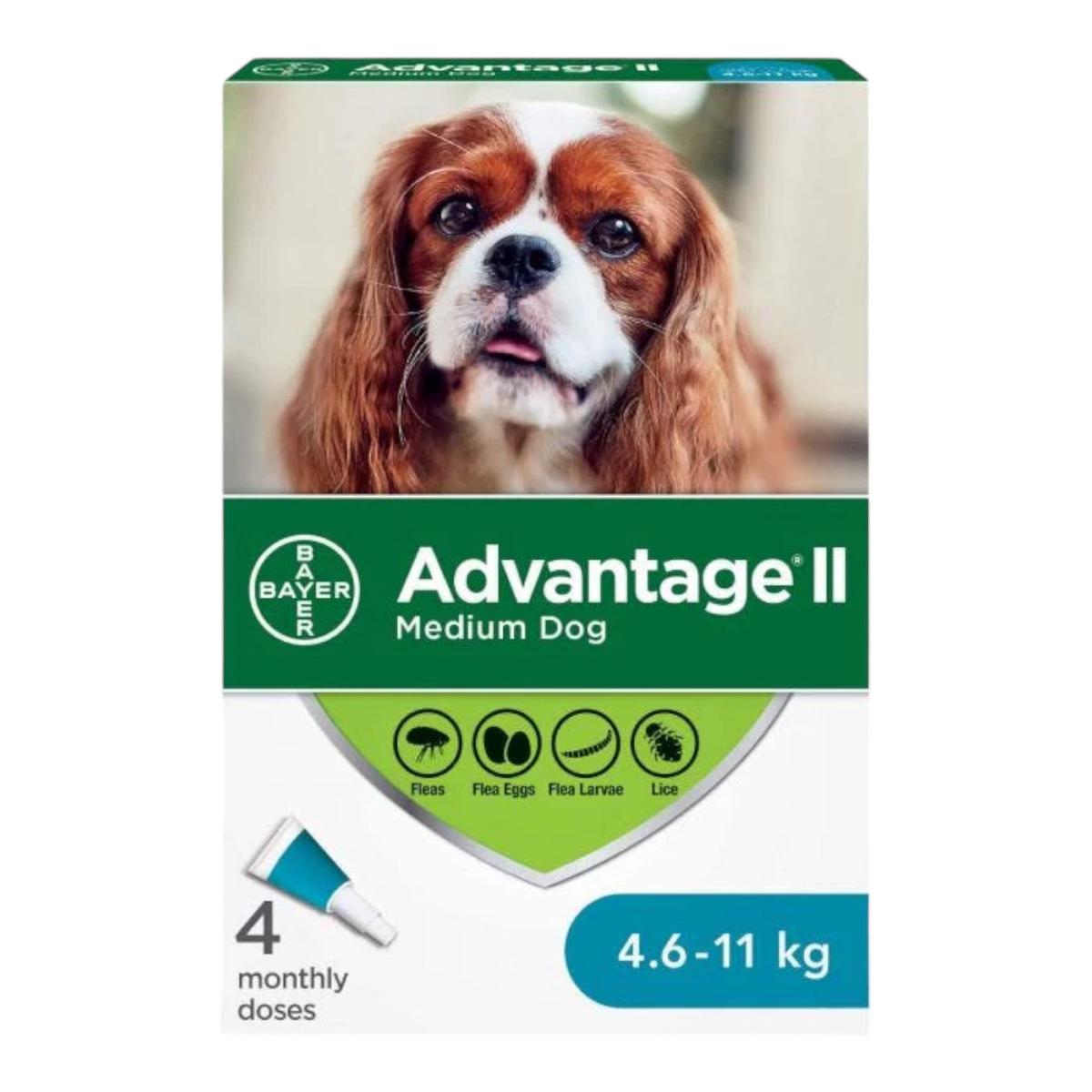 Bayer Advantage II Flea Protection For Dogs 4.6kg-11kg 4-Dose