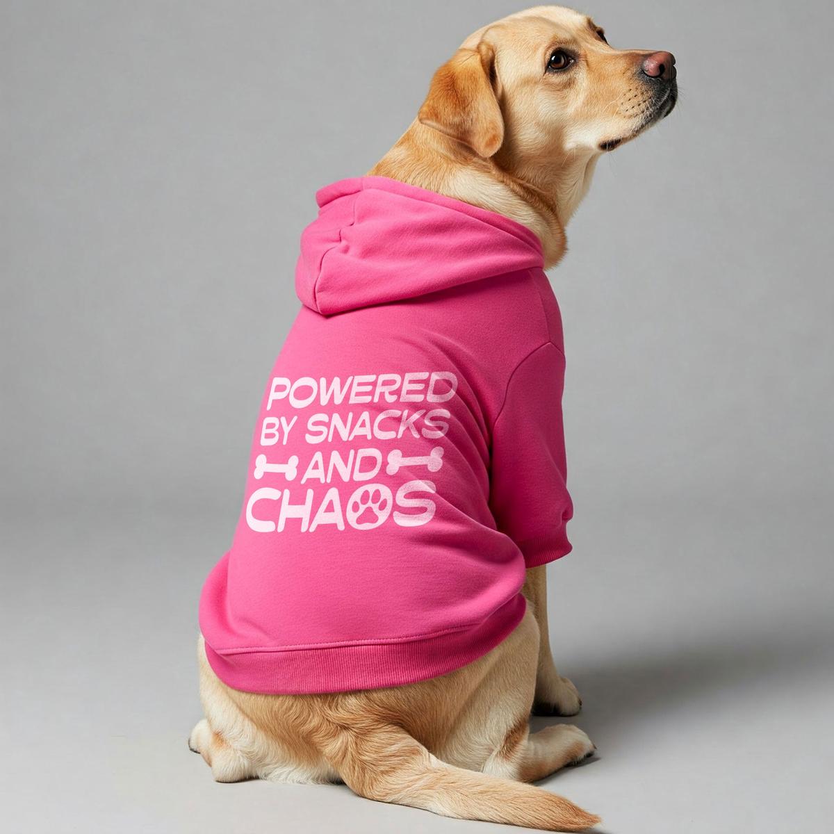 Powered by snacks and chaos  Dog Hoodie  Dog Clothes