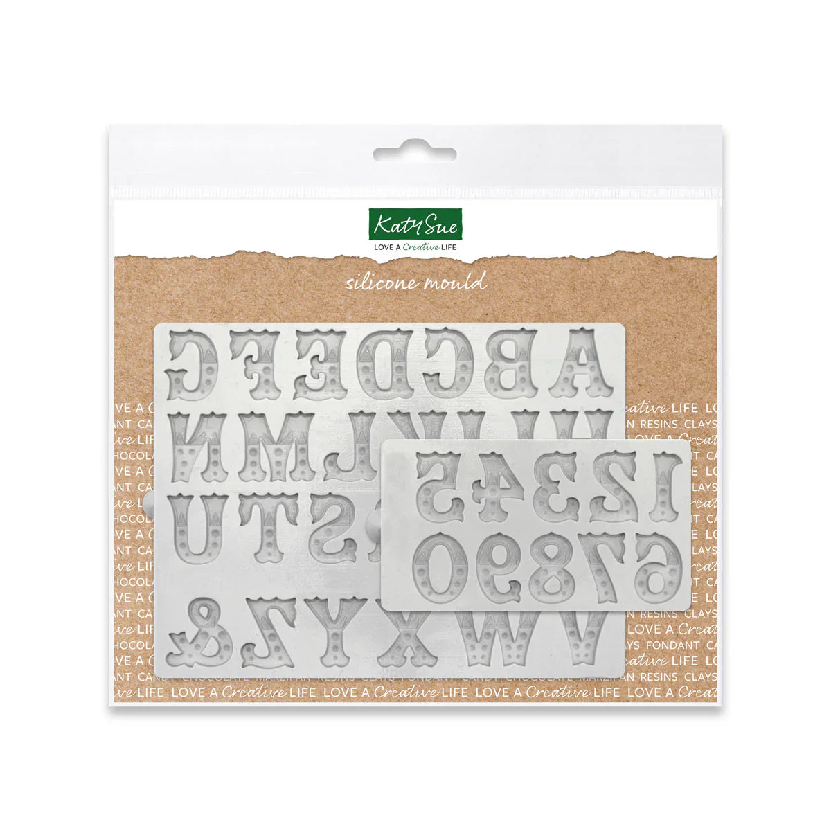 Zebrawood Font Alphabet and Numbers Silicone Mould Set of 2