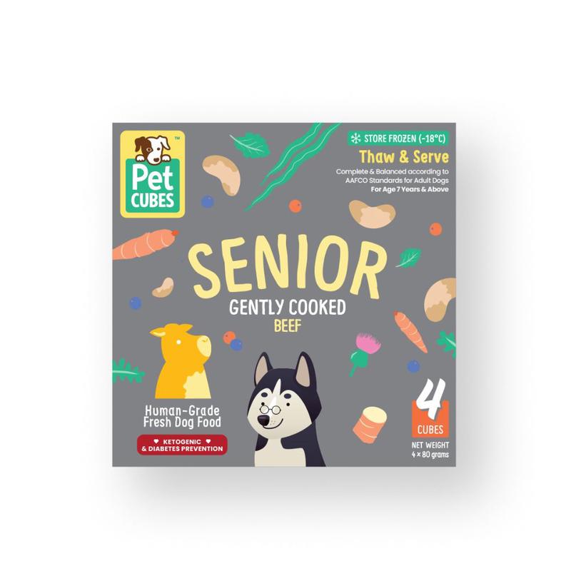 *FROZEN* PetCubes Dog Senior Frozen Gently Cooked Beef 320g