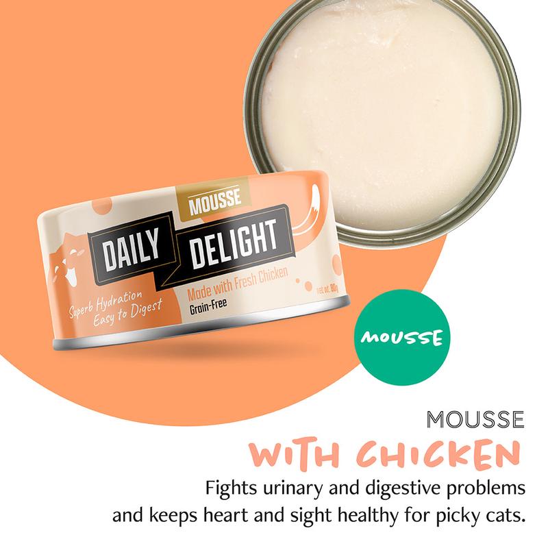 *DONATION TO LUNI Singapore* Daily Delight Cat Mousse with Chicken 80g (DD62N) x 24can