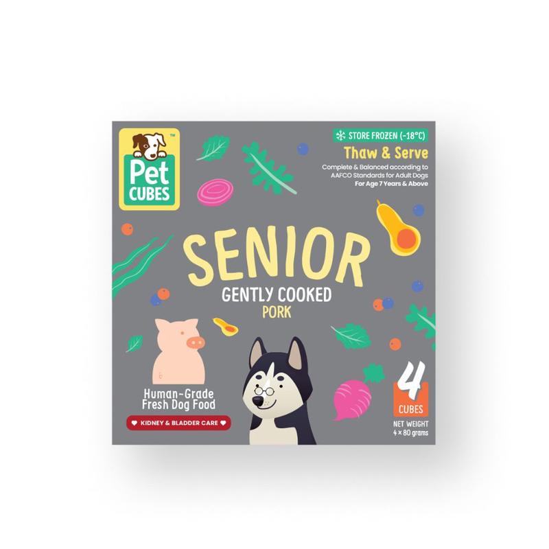 *FROZEN* PetCubes Dog Senior Frozen Gently Cooked Pork 320g