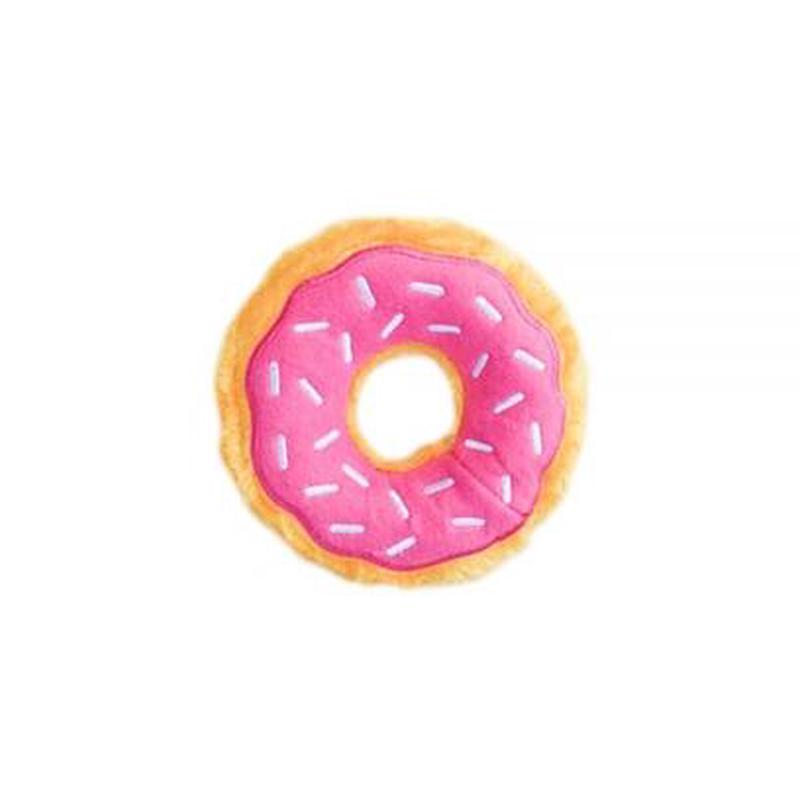 ZippyPaws Mini Donutz No Stuffing Squeaky Plush Dog Toy - Strawberry