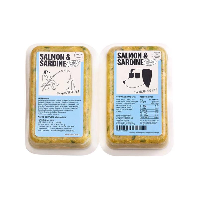*FROZEN* The Grateful Pet Dog Gently Cooked Salmon & Sardine (125g x 2)