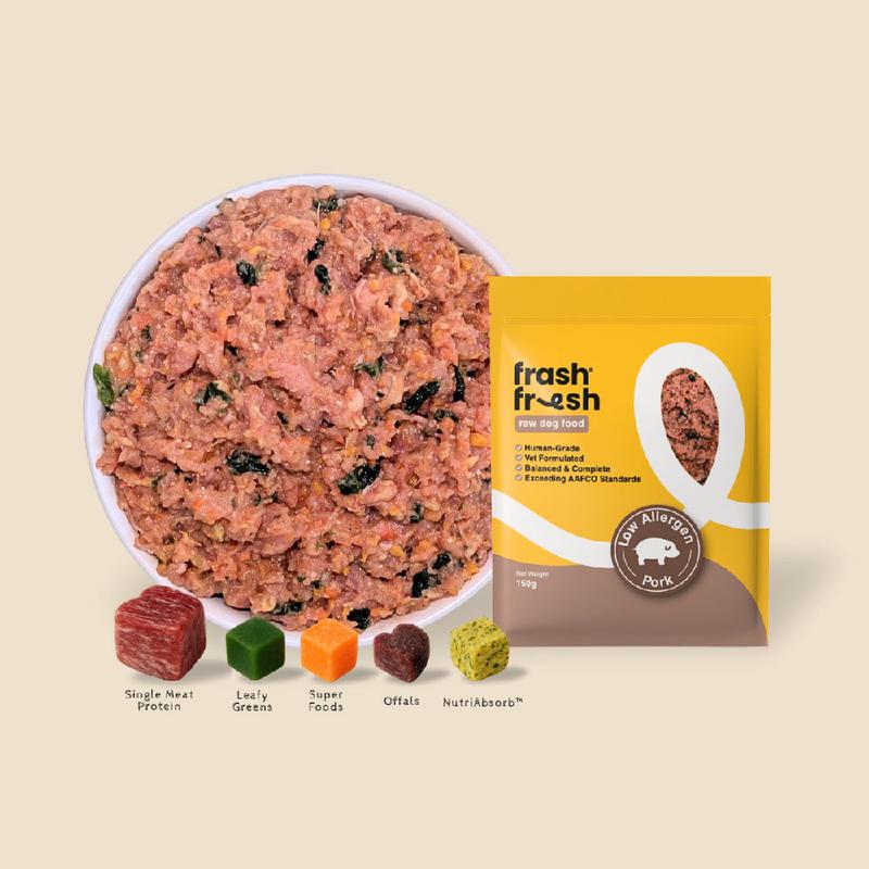 *FROZEN* Frashfresh Raw Dog Food Low-Allergen Pork 2.25kg (15 x 150g)