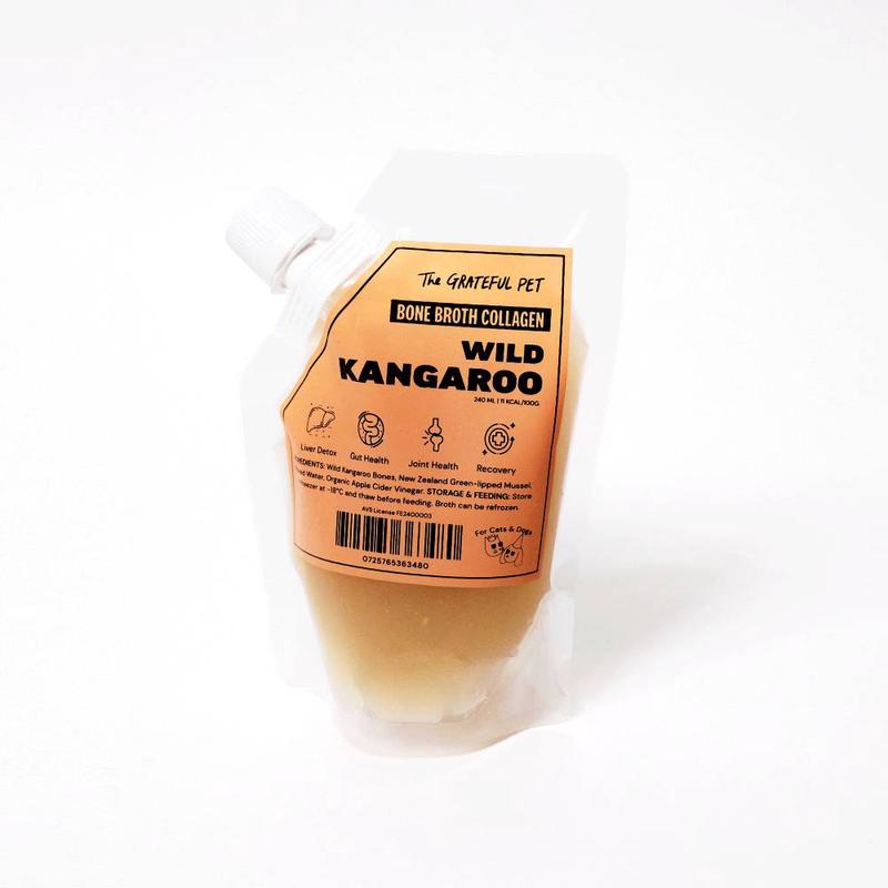 *FROZEN* The Grateful Pet Dogs & Cats Bone Broth Collagen Wild Kangaroo 240ml