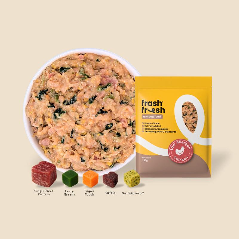 *FROZEN* Frashfresh Raw Dog Food Low-Allergen Chicken 2.25kg (15 x 150g)