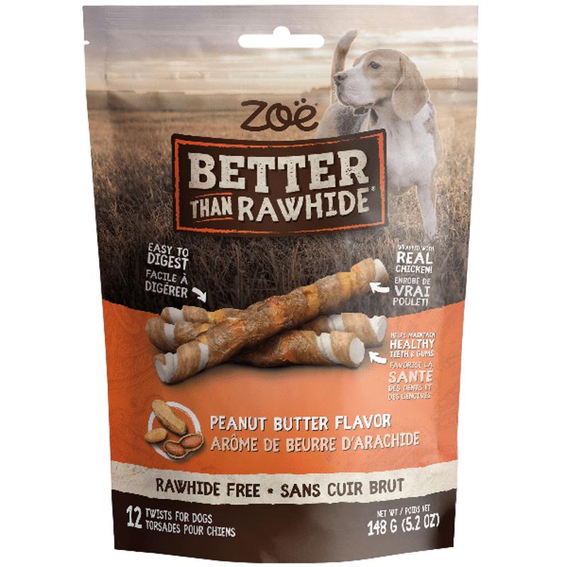 Zo Better than Rawhide Peanut Butter Twists for Dogs