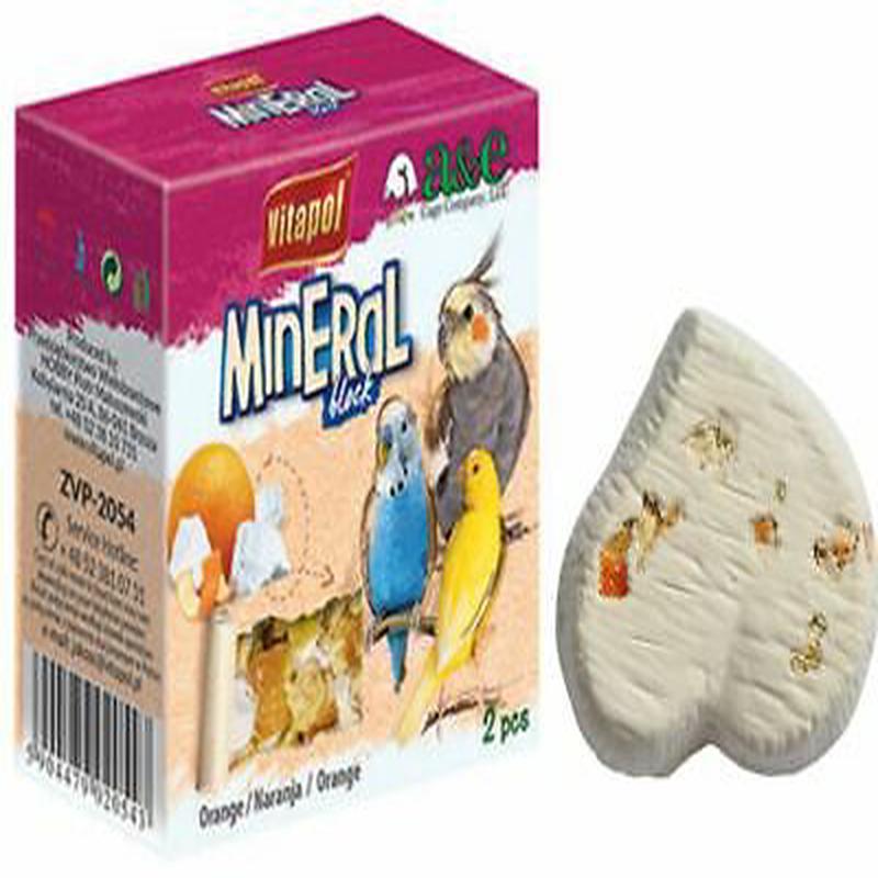 A&E Cage Co Mineral Treat Small mineral Block Orangebirds
