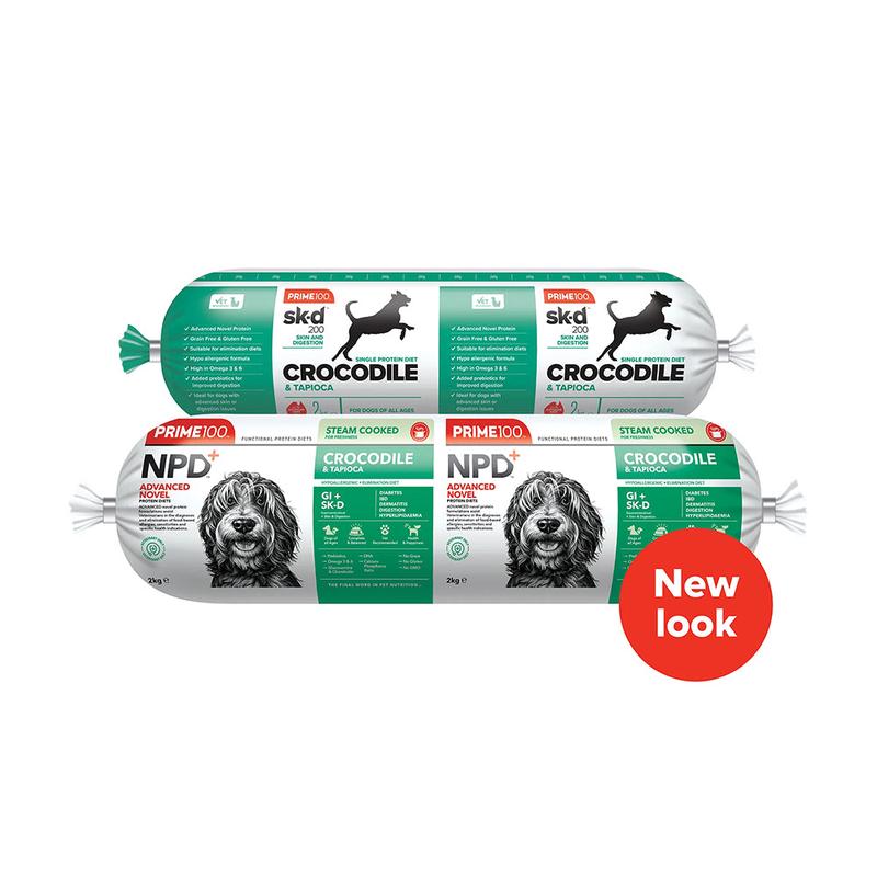 *CHILLED* Prime100 Dog NPD - Crocodile & Tapioca Cooked Roll 2kg (EXPIRY 7 MAR 2026)