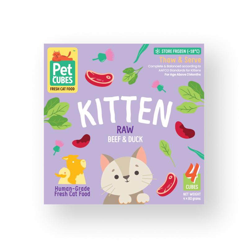 *FROZEN* PetCubes Kitten Raw Beef & Duck 320g