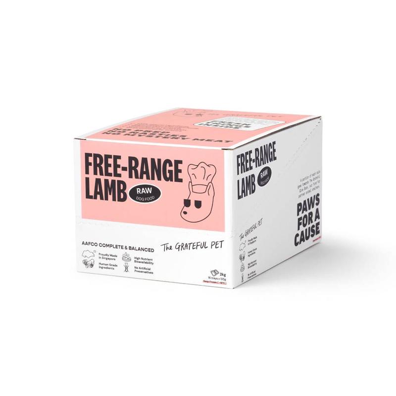 *FROZEN* The Grateful Pet Dog Raw Free-Range Lamb 2kg (125g x 16)