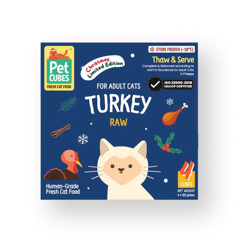 *FROZEN* PetCubes Cat Raw Festive Turkey 320g