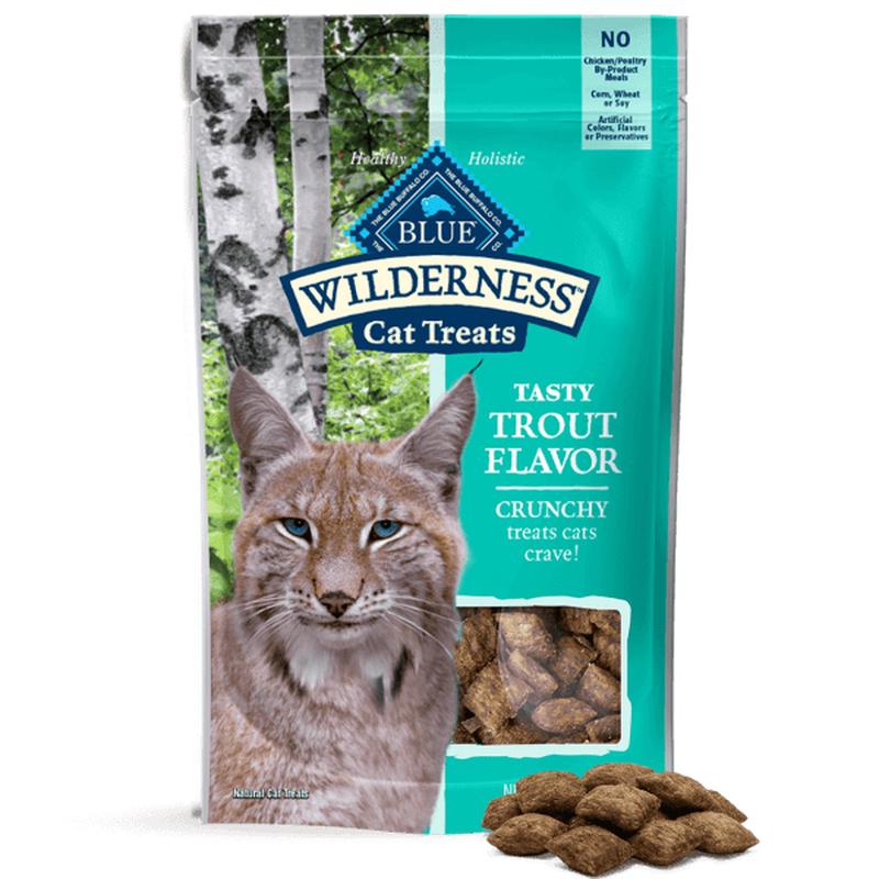 BLUE Wilderness Grain Free Crunchy Cat Treats; Tasty Trout Flavor